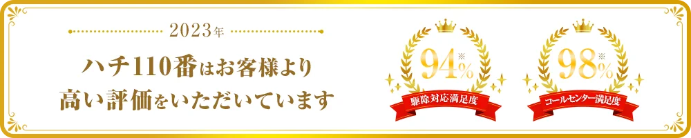 ハチ110番 お客様満足度 駆除対応94% コールセンター98%